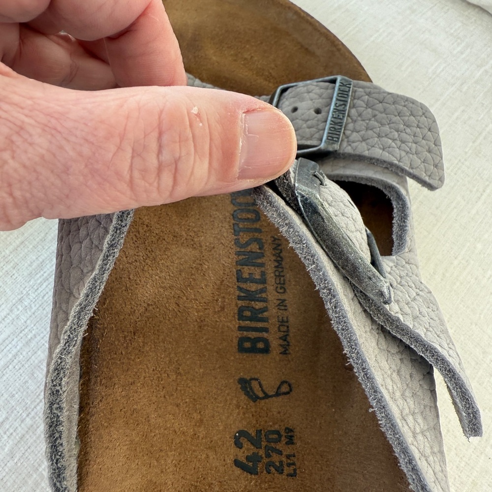 Birkenstock Arizona Desert Slide Whale Gray Nubuck Size 42 9-9.5 Great Condition - Picture 8 of 13